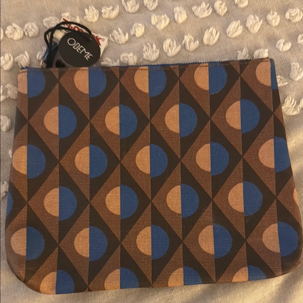 ODEME Blue and Brown Patterned Pouch & Mesh Coin Purse (nwt)